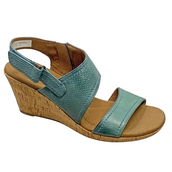 Rockport Cascade Blue Leather Strappy Slingback Zip Wedge Sandals NEW!! - Picture 4 of 13